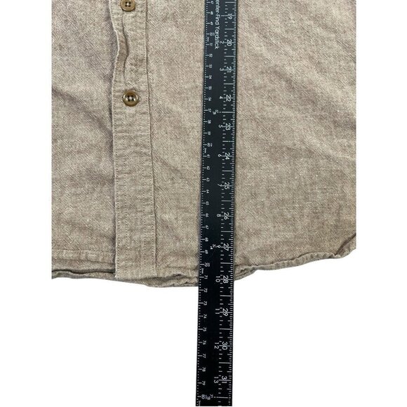 Dockers K1 Button Up Shirt Mens Medium Light Brown Linen Cotton Blend Military - Picture 8 of 9